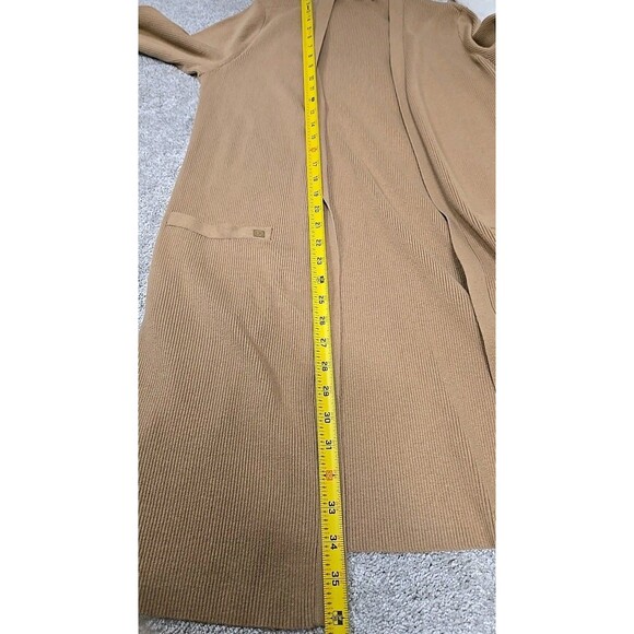 Lauren Ralph Lauren Ribbed Long Cardigan Pockets Beige Brown Stretch Women’s M - Picture 9 of 10